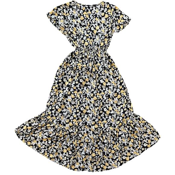 Abercrombie & Fitch Floral High-Low Flare Midi Dress Pocket Boho Bohemian XS - Picture 5 of 15